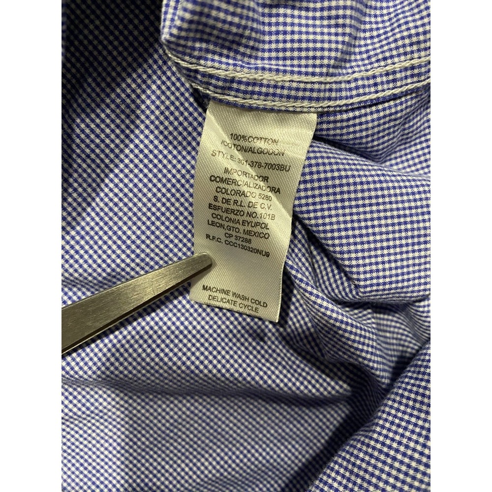 Roper Button Down Shirt Mens XL Small Blue & White Gingham Cowboy Western Casual - Picture 5 of 10